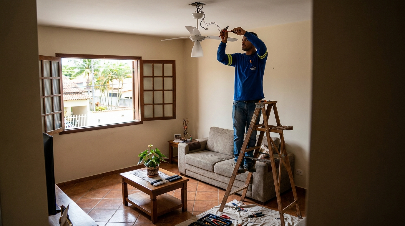 Instalacao de ventilador de teto profissional em Serra‑ES